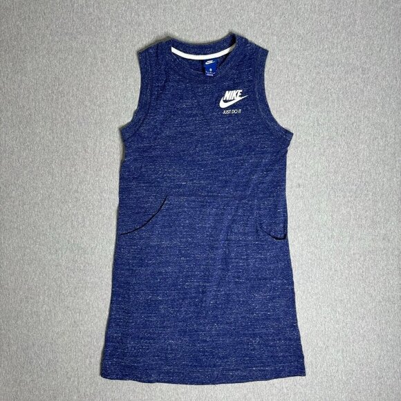Vintage Nike Dress Sz M‎ Blue Just Do It Sleeveless Kangaroo Pocket Tennis Golf - Picture 1 of 14